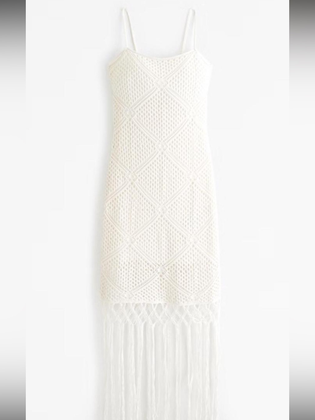 White Crochet Fringe Maxi Dress Abercrombie And Fitch